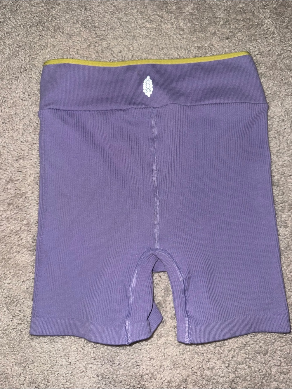 FP Movement by Free People Lavender Bike Shorts with Yellow Trim - Picture 6 of 6